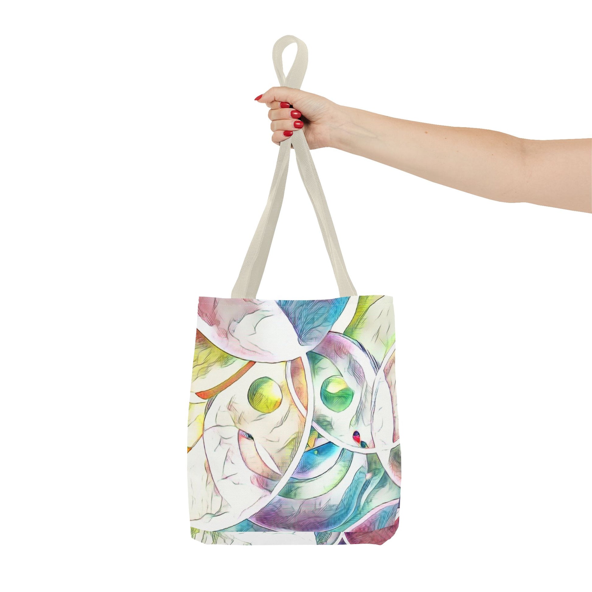Custom Tote Bag with All-Over Print, Spun Polyester, Multiple Sizes & Handle Colors, Durable & Stylish, Ideal for Everyday