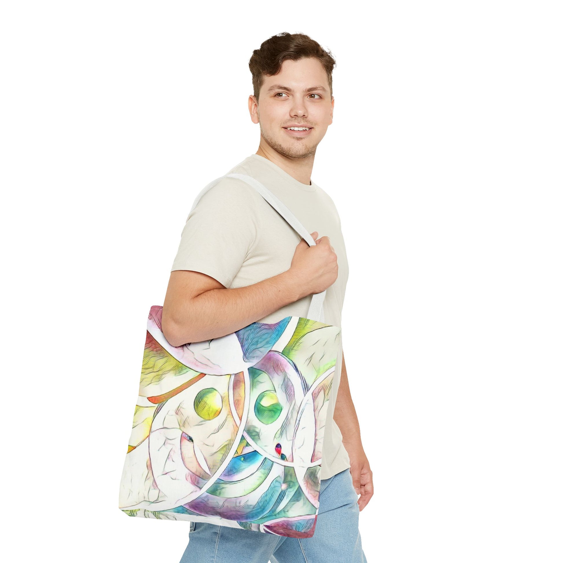 Custom Tote Bag with All-Over Print, Spun Polyester, Multiple Sizes & Handle Colors, Durable & Stylish, Ideal for Everyday