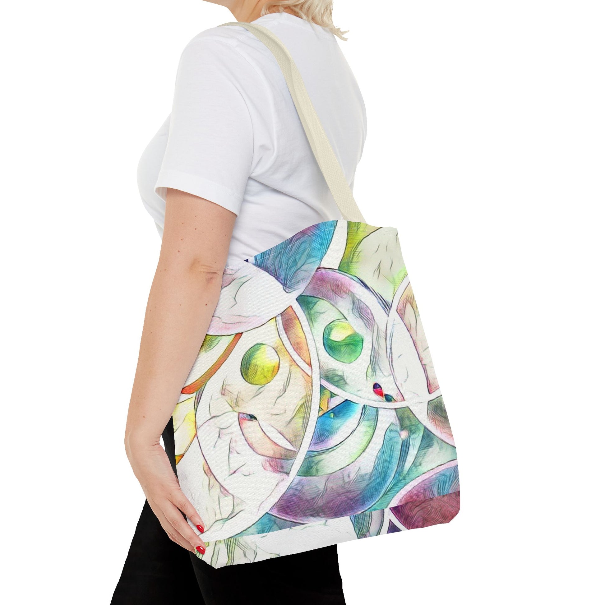 Custom Tote Bag with All-Over Print, Spun Polyester, Multiple Sizes & Handle Colors, Durable & Stylish, Ideal for Everyday