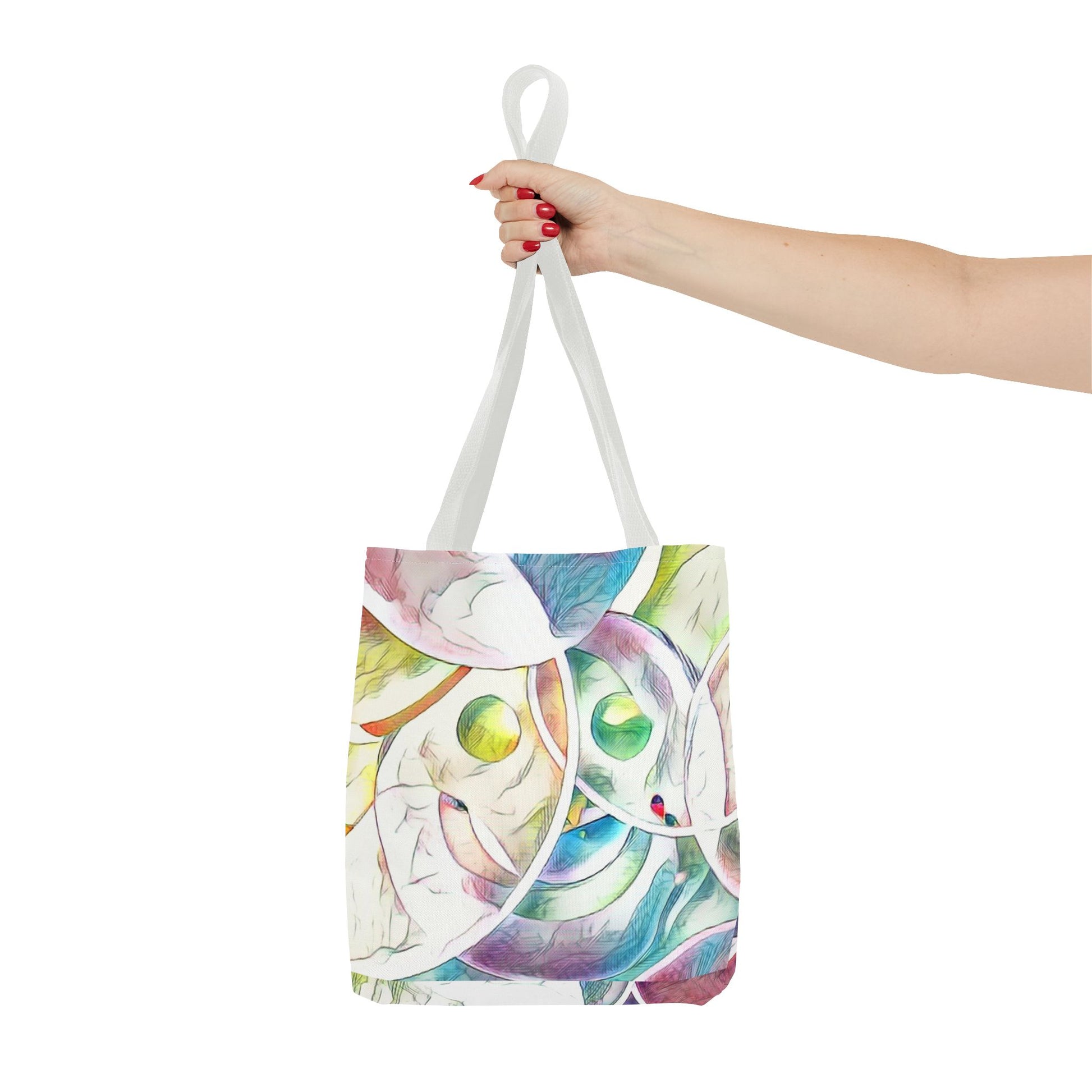 Custom Tote Bag with All-Over Print, Spun Polyester, Multiple Sizes & Handle Colors, Durable & Stylish, Ideal for Everyday