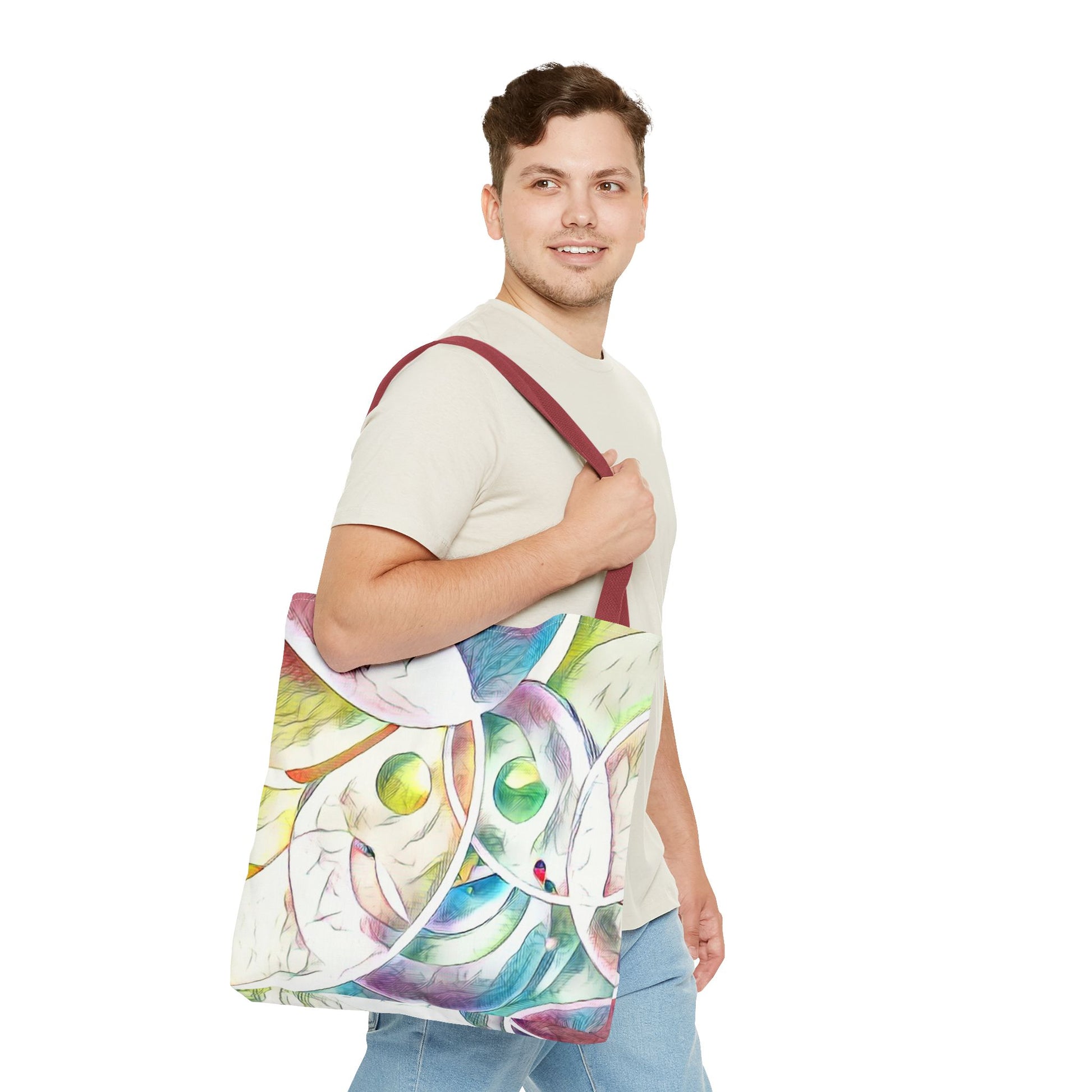 Custom Tote Bag with All-Over Print, Spun Polyester, Multiple Sizes & Handle Colors, Durable & Stylish, Ideal for Everyday