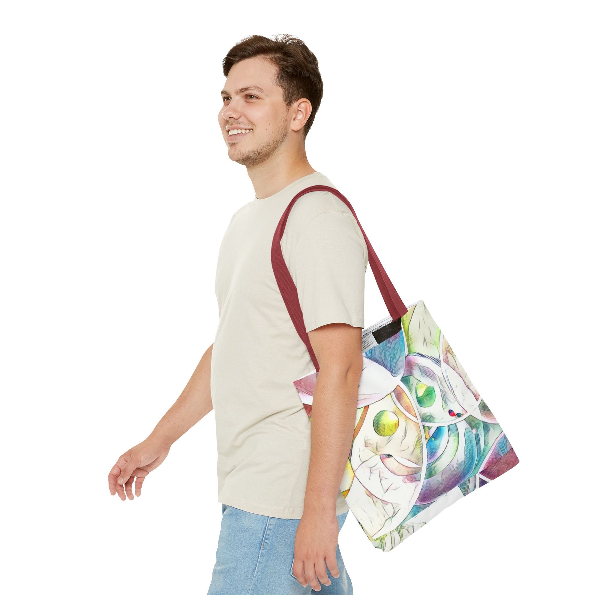 Custom Tote Bag with All-Over Print, Spun Polyester, Multiple Sizes & Handle Colors, Durable & Stylish, Ideal for Everyday