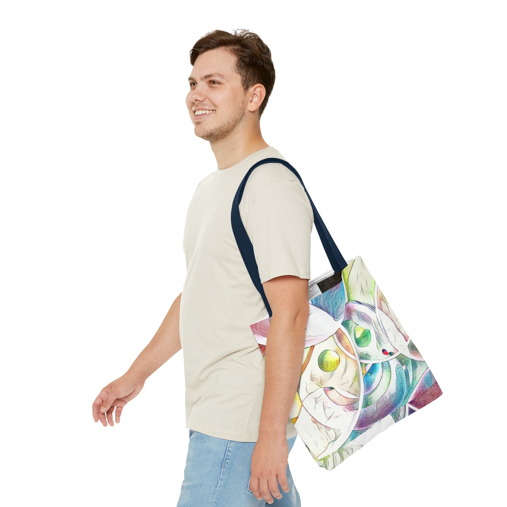 Custom Tote Bag with All-Over Print, Spun Polyester, Multiple Sizes & Handle Colors, Durable & Stylish, Ideal for Everyday