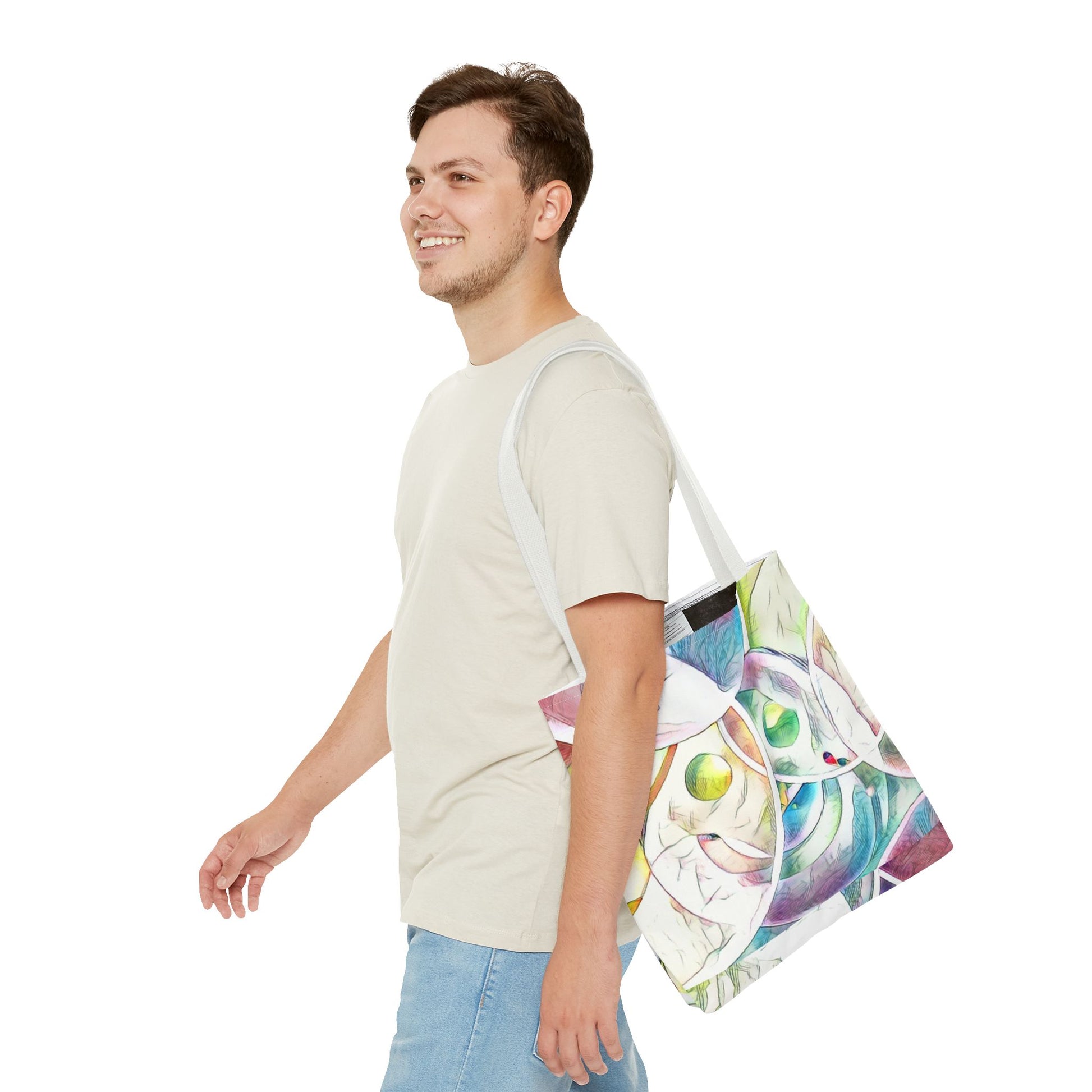 Custom Tote Bag with All-Over Print, Spun Polyester, Multiple Sizes & Handle Colors, Durable & Stylish, Ideal for Everyday