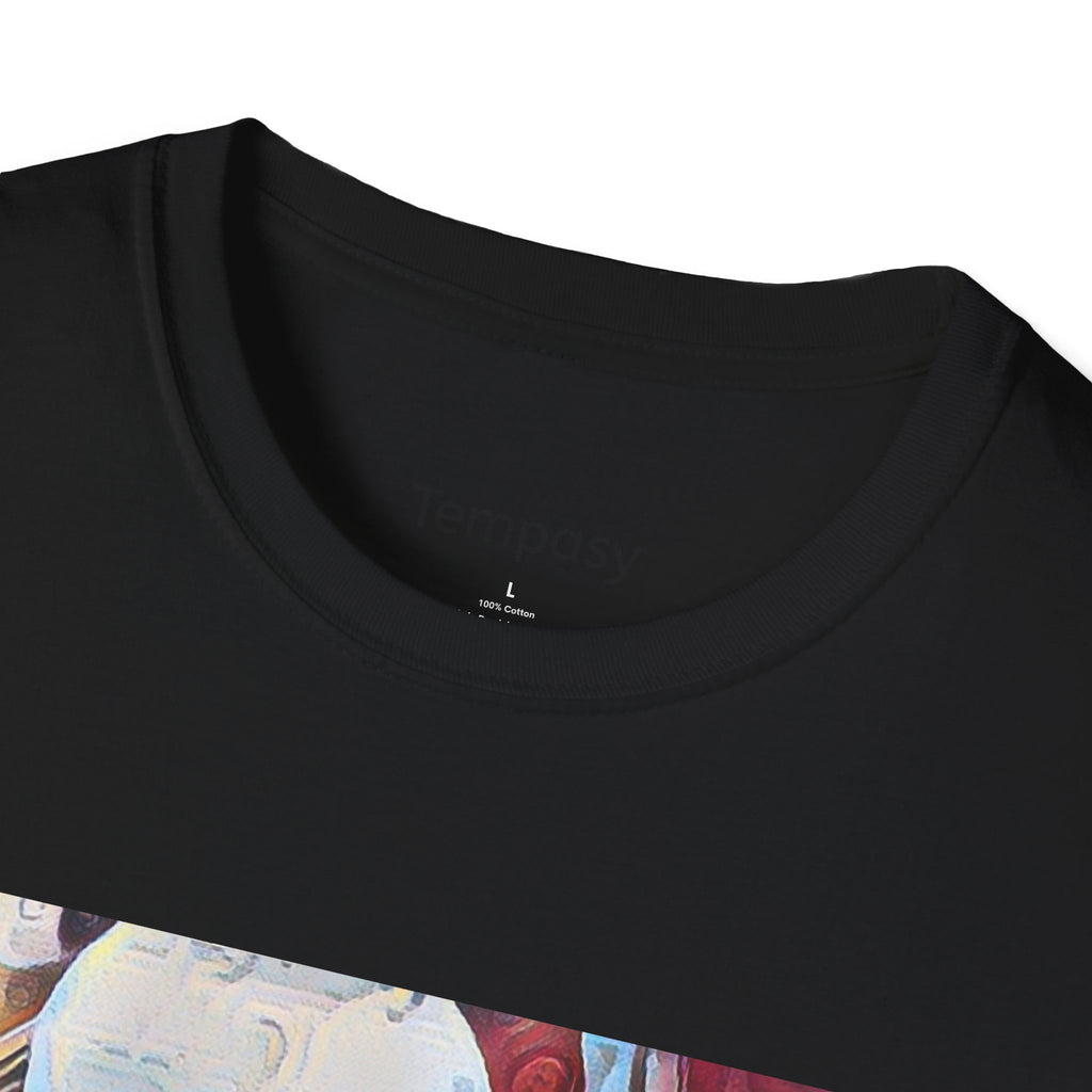 Abstract Surreal Face T-Shirt - Vibrant Futuristic Artwork with Glowing Eyes - Unique Graphic Tee for Men & Women