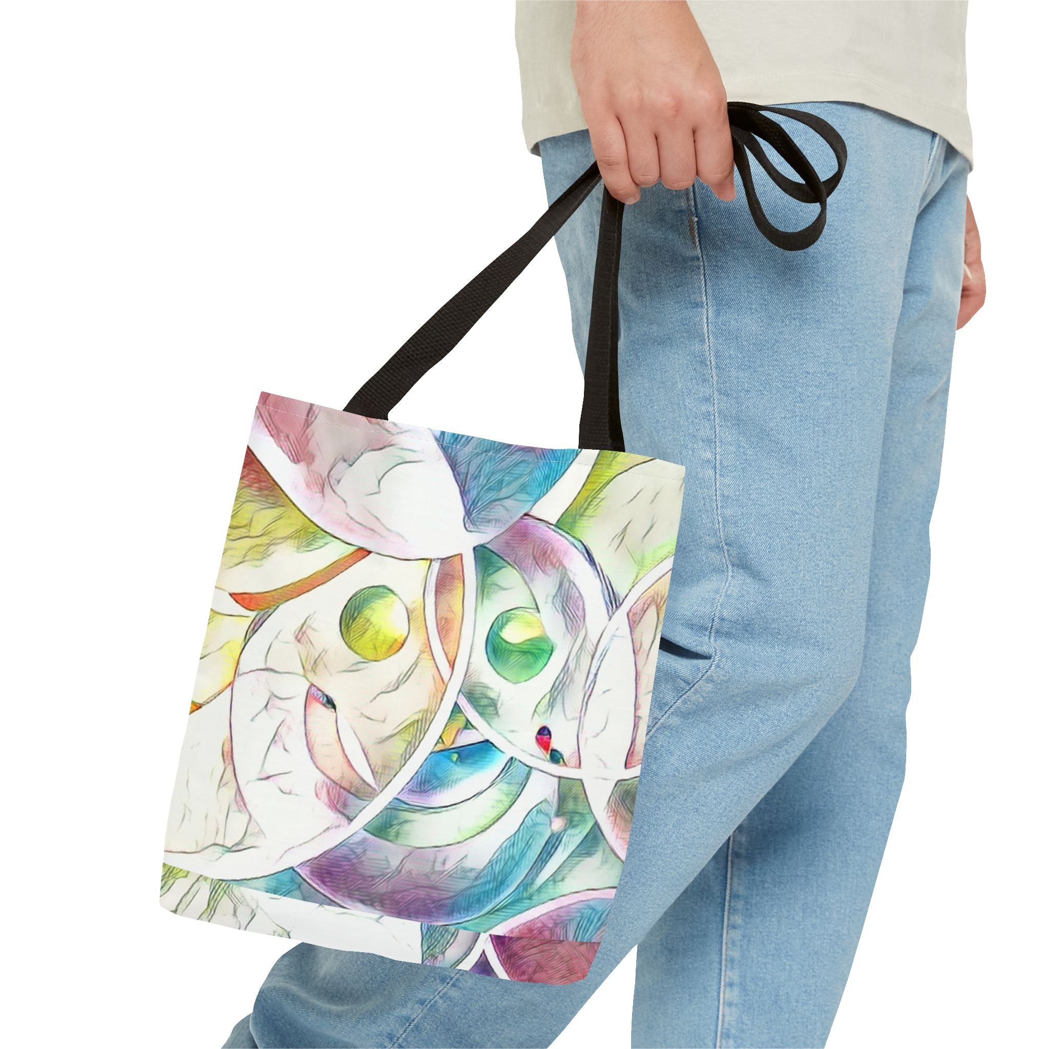 Custom Tote Bag with All-Over Print, Spun Polyester, Multiple Sizes & Handle Colors, Durable & Stylish, Ideal for Everyday