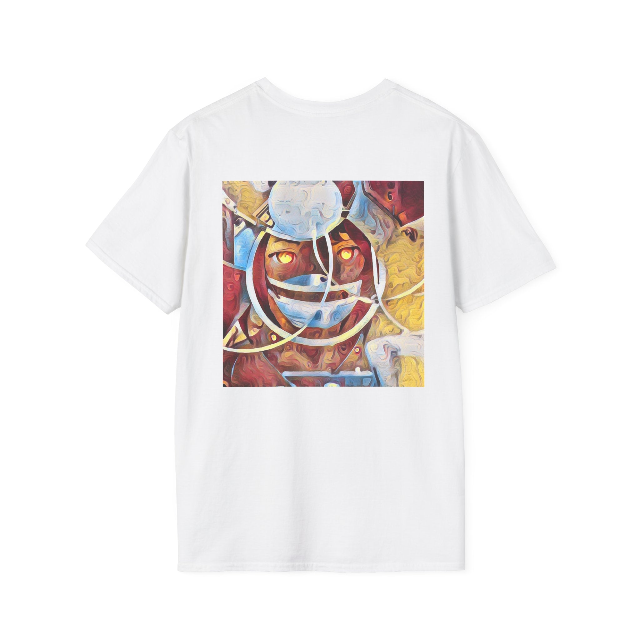 Abstract Surreal Face T-Shirt - Vibrant Futuristic Artwork with Glowing Eyes - Unique Graphic Tee for Men & Women