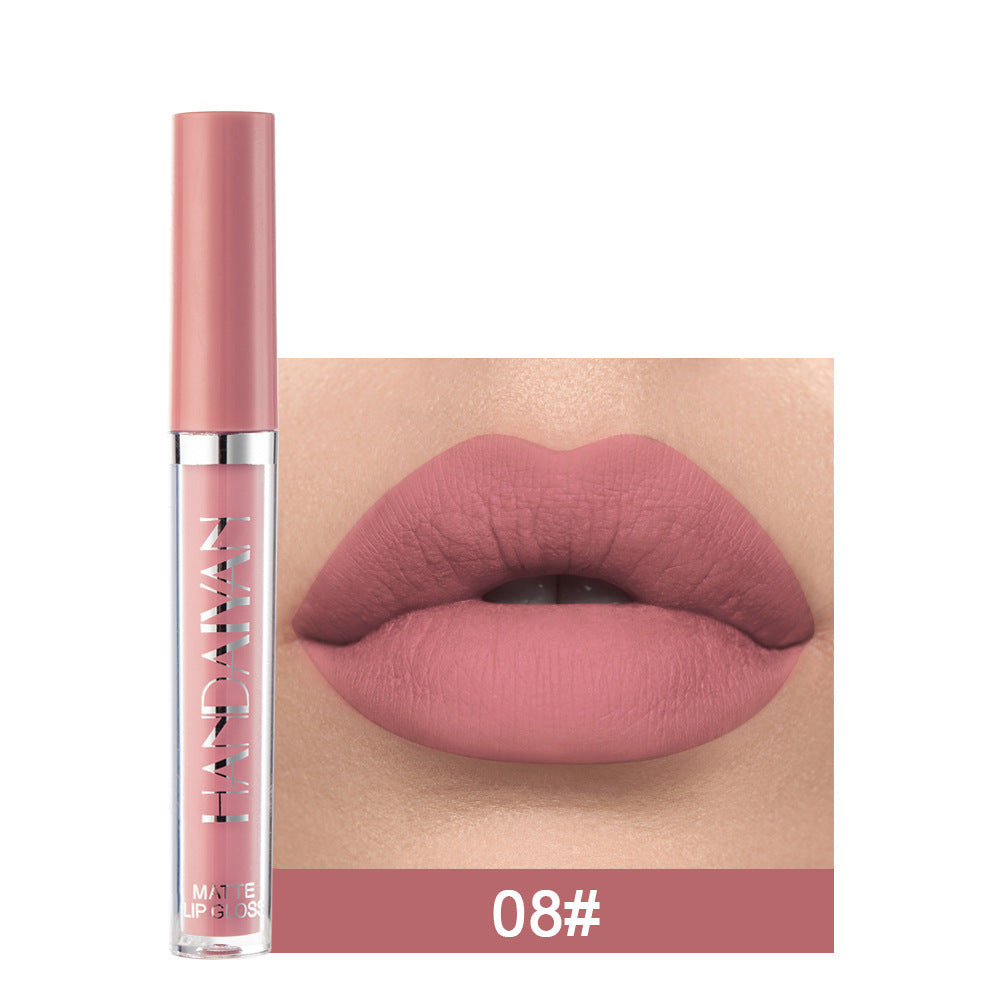 Handaiyan Matte Lip Glaze Liquid Lipstick Mini Tube Lip Gloss Waterproof Non-Stick Cup Lip Gloss Genuine