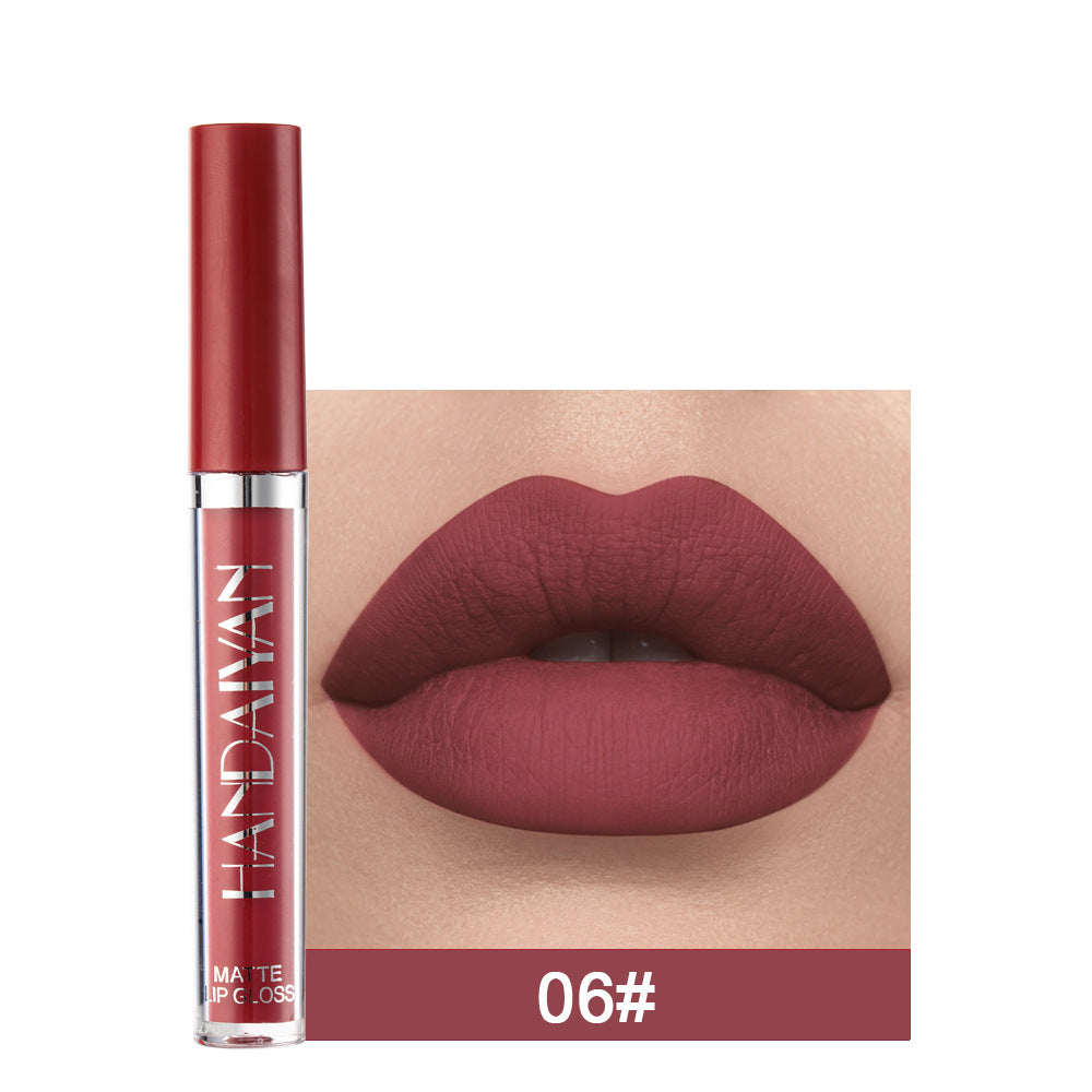 Handaiyan Matte Lip Glaze Liquid Lipstick Mini Tube Lip Gloss Waterproof Non-Stick Cup Lip Gloss Genuine