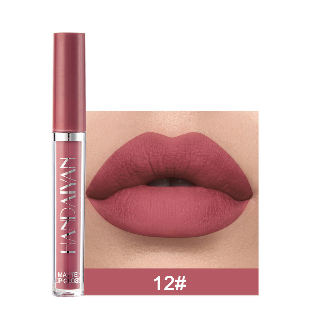 Handaiyan Matte Lip Glaze Liquid Lipstick Mini Tube Lip Gloss Waterproof Non-Stick Cup Lip Gloss Genuine