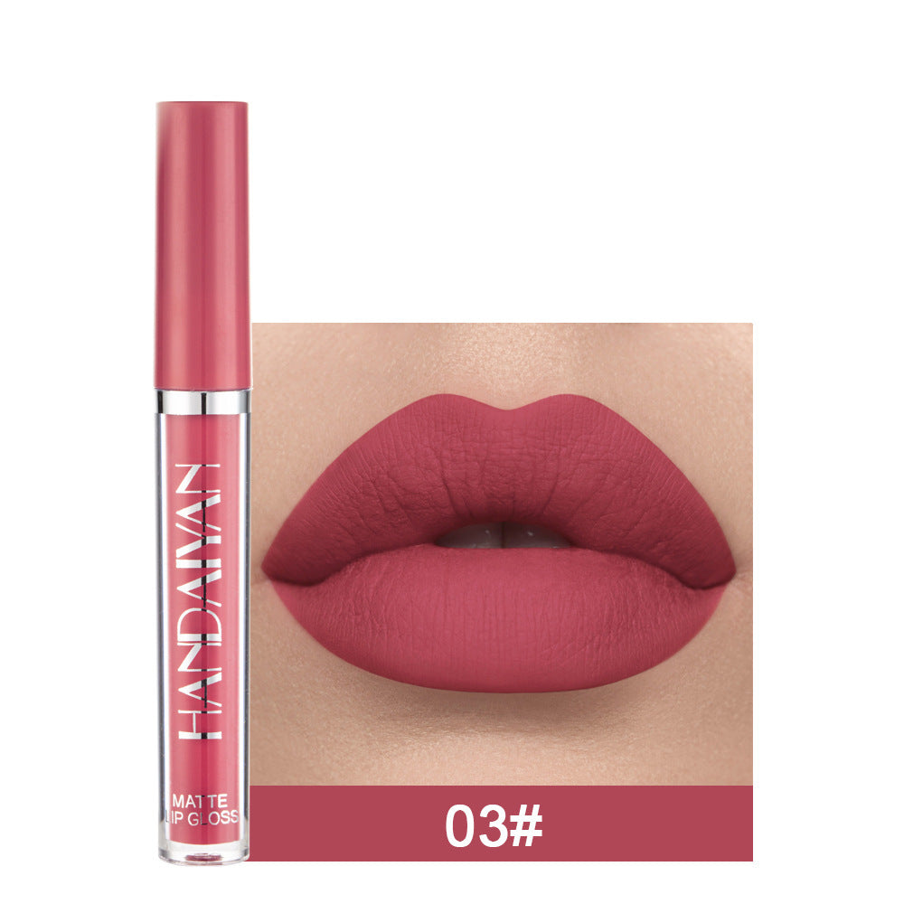 Handaiyan Matte Lip Glaze Liquid Lipstick Mini Tube Lip Gloss Waterproof Non-Stick Cup Lip Gloss Genuine