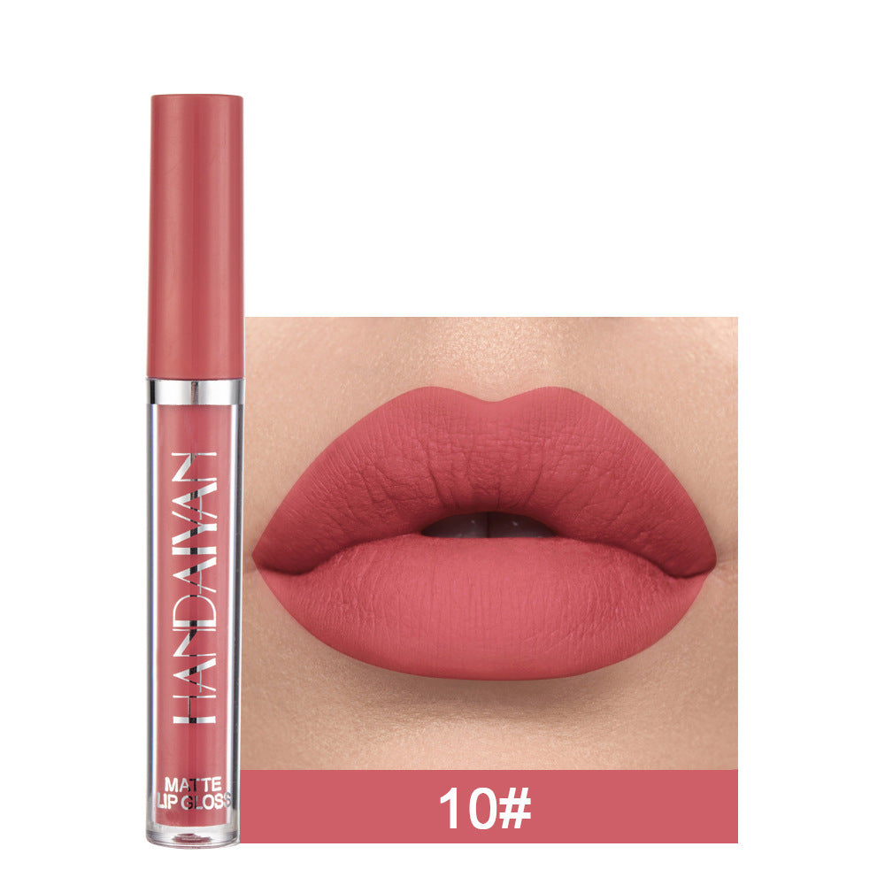 Handaiyan Matte Lip Glaze Liquid Lipstick Mini Tube Lip Gloss Waterproof Non-Stick Cup Lip Gloss Genuine