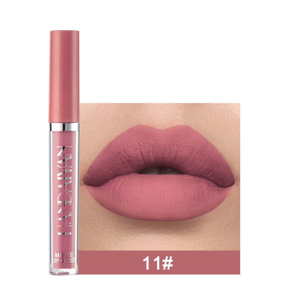 Handaiyan Matte Lip Glaze Liquid Lipstick Mini Tube Lip Gloss Waterproof Non-Stick Cup Lip Gloss Genuine