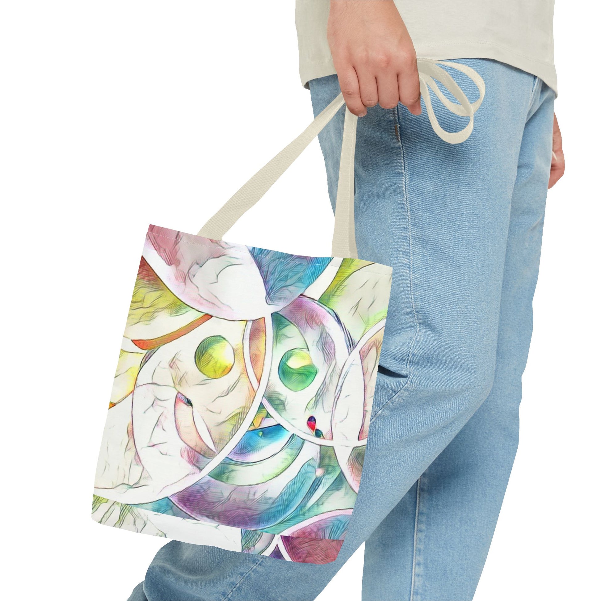 Custom Tote Bag with All-Over Print, Spun Polyester, Multiple Sizes & Handle Colors, Durable & Stylish, Ideal for Everyday