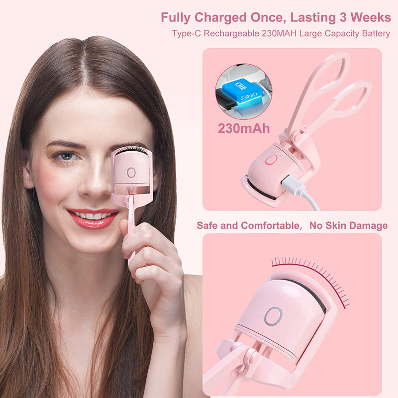 Eyelash Curler Portable Electric Heated Comb Eye Lash Long Lasting Eyelashes Curls Thermal Eyelash Curler Makeup Tools Heated Eyelash Curlers, Rechargeable Electric Eyelash Curler, Handheld Eyelash Heat