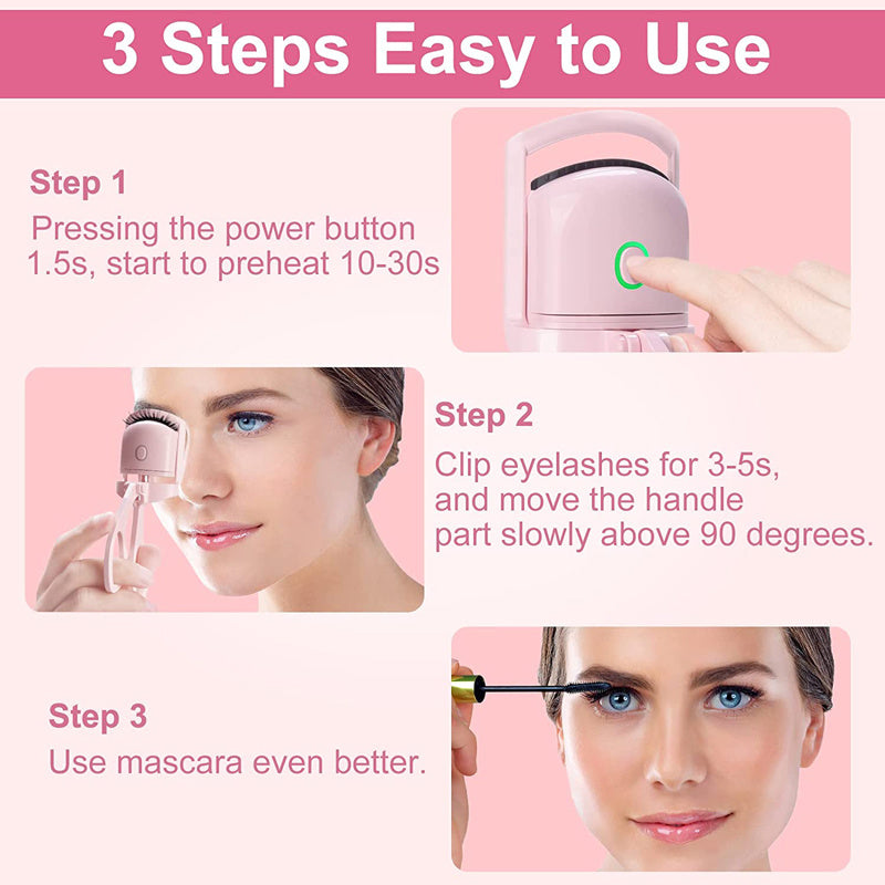 Eyelash Curler Portable Electric Heated Comb Eye Lash Long Lasting Eyelashes Curls Thermal Eyelash Curler Makeup Tools Heated Eyelash Curlers, Rechargeable Electric Eyelash Curler, Handheld Eyelash Heat