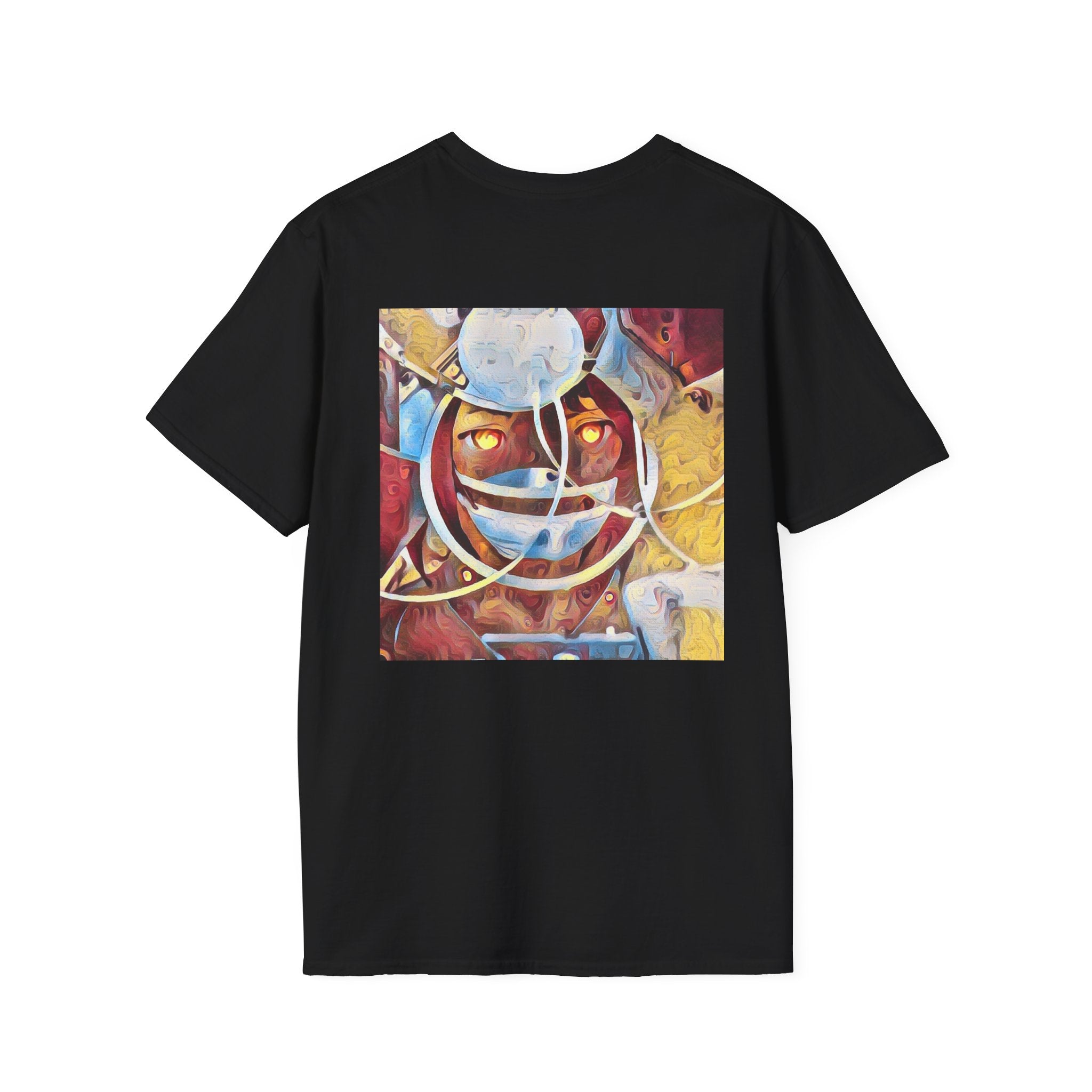 Abstract Surreal Face T-Shirt - Vibrant Futuristic Artwork with Glowing Eyes - Unique Graphic Tee for Men & Women