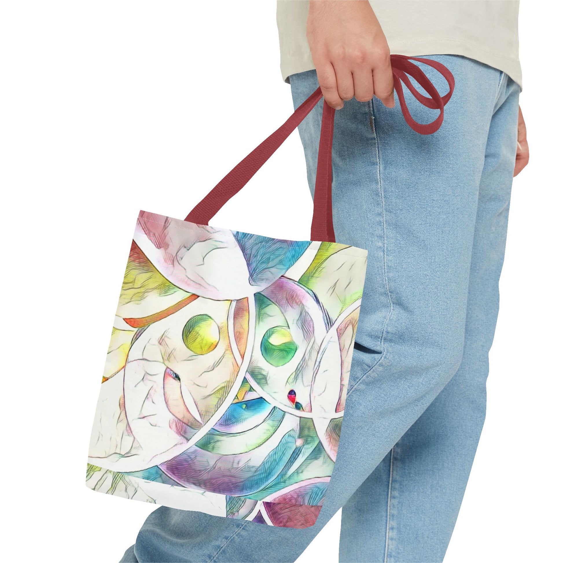 Custom Tote Bag with All-Over Print, Spun Polyester, Multiple Sizes & Handle Colors, Durable & Stylish, Ideal for Everyday