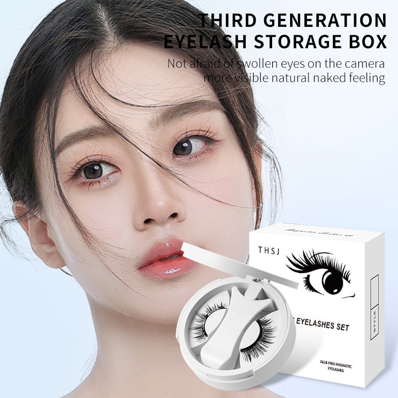 Magnetic False Eyelashes Integrated Storage Box Glue-free Magnet False Eyelashes Natural Makeup Tools with Applicator