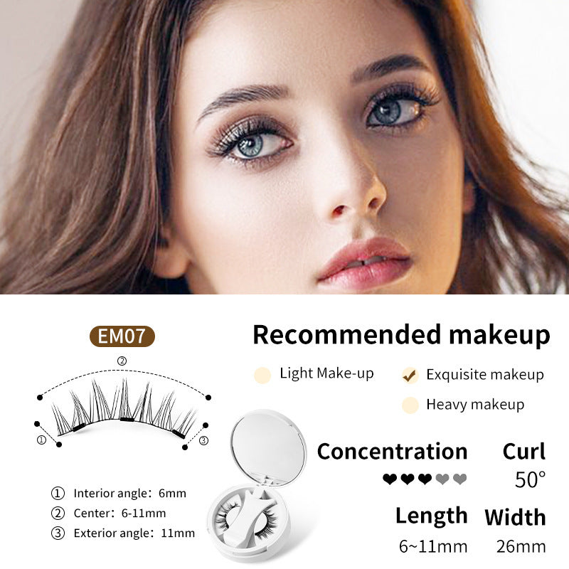 Magnetic False Eyelashes Integrated Storage Box Glue-free Magnet False Eyelashes Natural Makeup Tools with Applicator