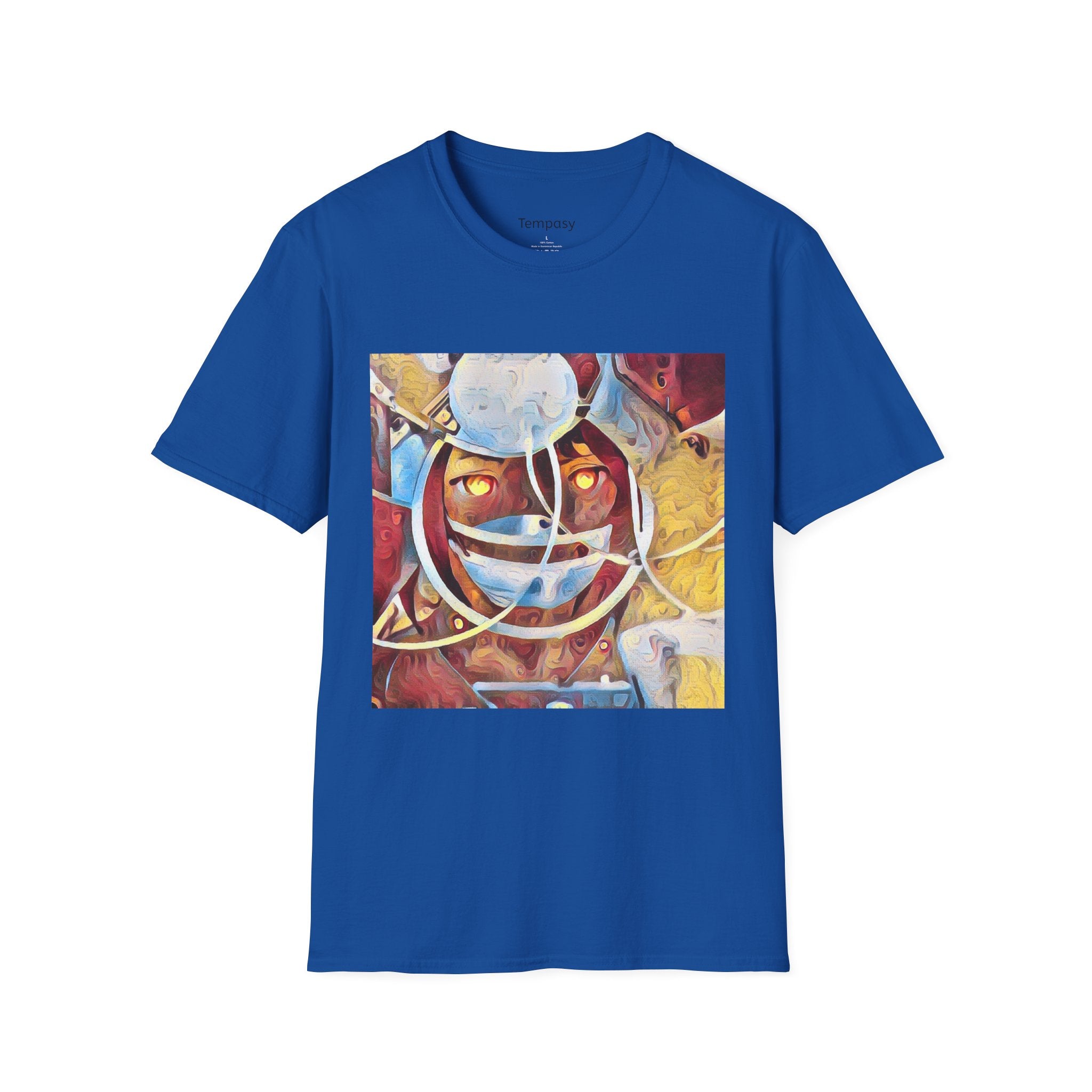 Abstract Surreal Face T-Shirt - Vibrant Futuristic Artwork with Glowing Eyes - Unique Graphic Tee for Men & Women
