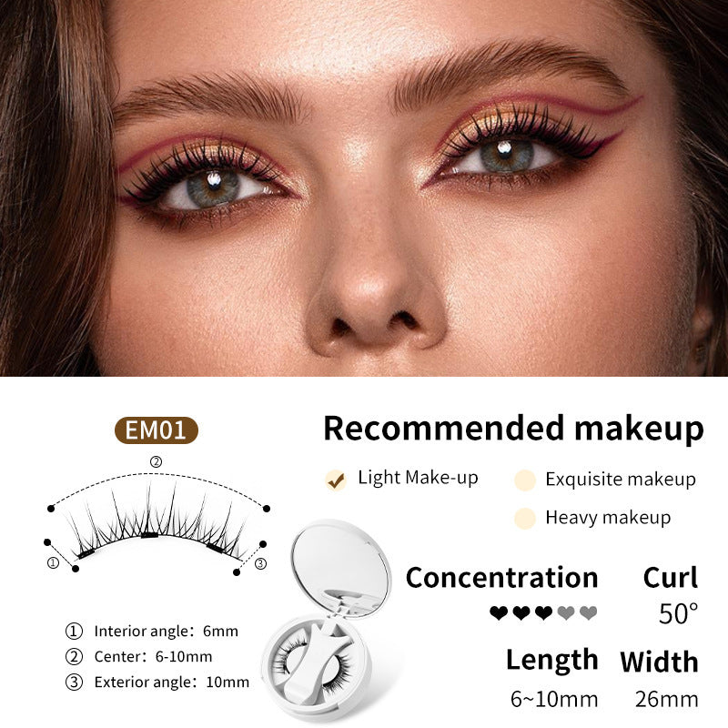 Magnetic False Eyelashes Integrated Storage Box Glue-free Magnet False Eyelashes Natural Makeup Tools with Applicator