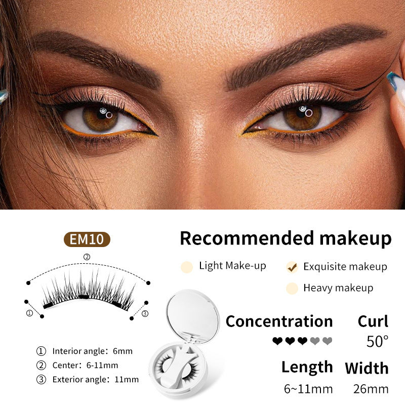 Magnetic False Eyelashes Integrated Storage Box Glue-free Magnet False Eyelashes Natural Makeup Tools with Applicator