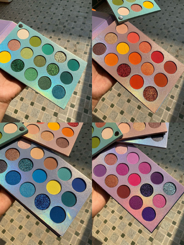 Color Eyeshadow Palette Pearlescent Blue and Green Sequins Europe and America