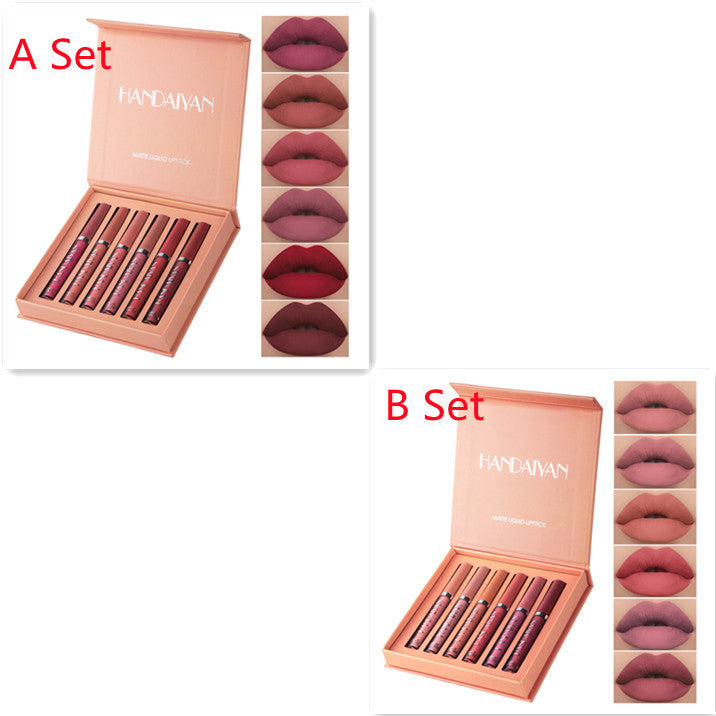 Handaiyan Matte Lip Glaze Liquid Lipstick Mini Tube Lip Gloss Waterproof Non-Stick Cup Lip Gloss Genuine