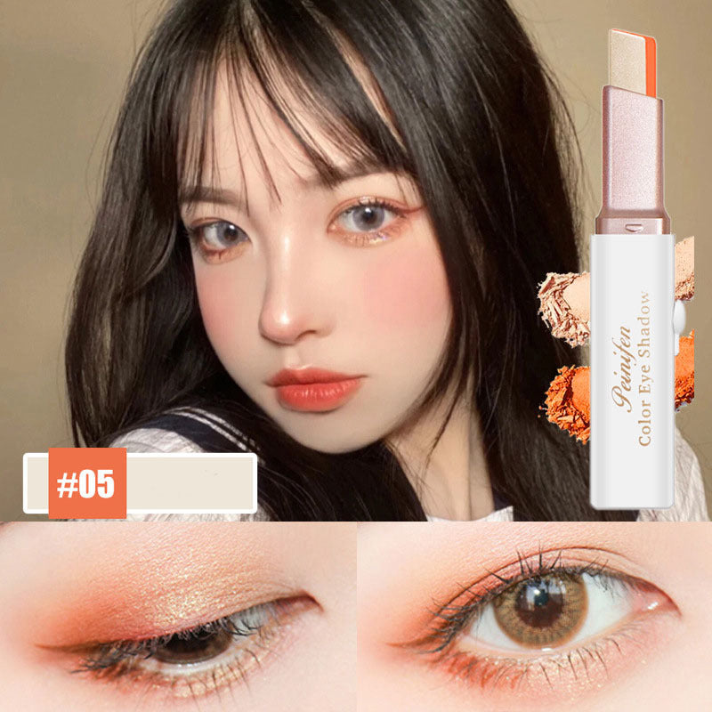 Lazy Eyeshadow Stick Stereo Gradient Shimmer Double Color Eye Shadow Pen Waterproof Easy to Wear Eyeshadow