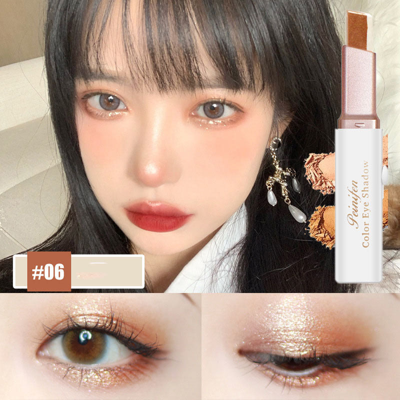 Lazy Eyeshadow Stick Stereo Gradient Shimmer Double Color Eye Shadow Pen Waterproof Easy to Wear Eyeshadow