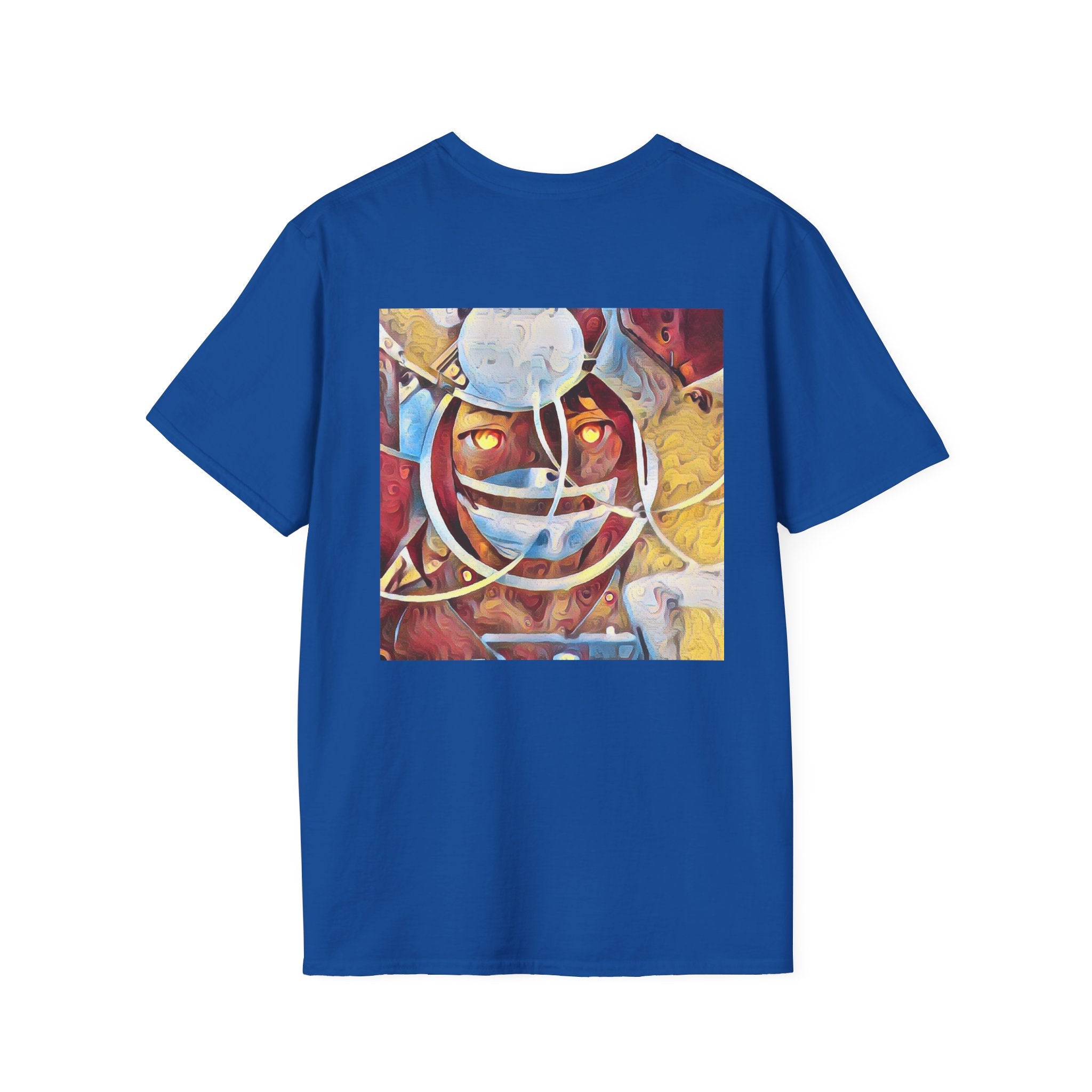 Abstract Surreal Face T-Shirt - Vibrant Futuristic Artwork with Glowing Eyes - Unique Graphic Tee for Men & Women