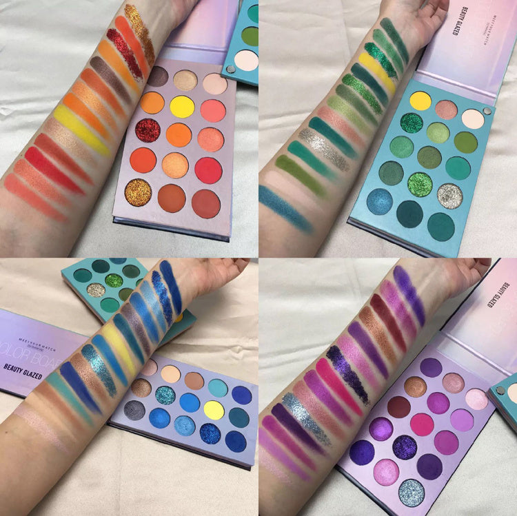 Color Eyeshadow Palette Pearlescent Blue and Green Sequins Europe and America