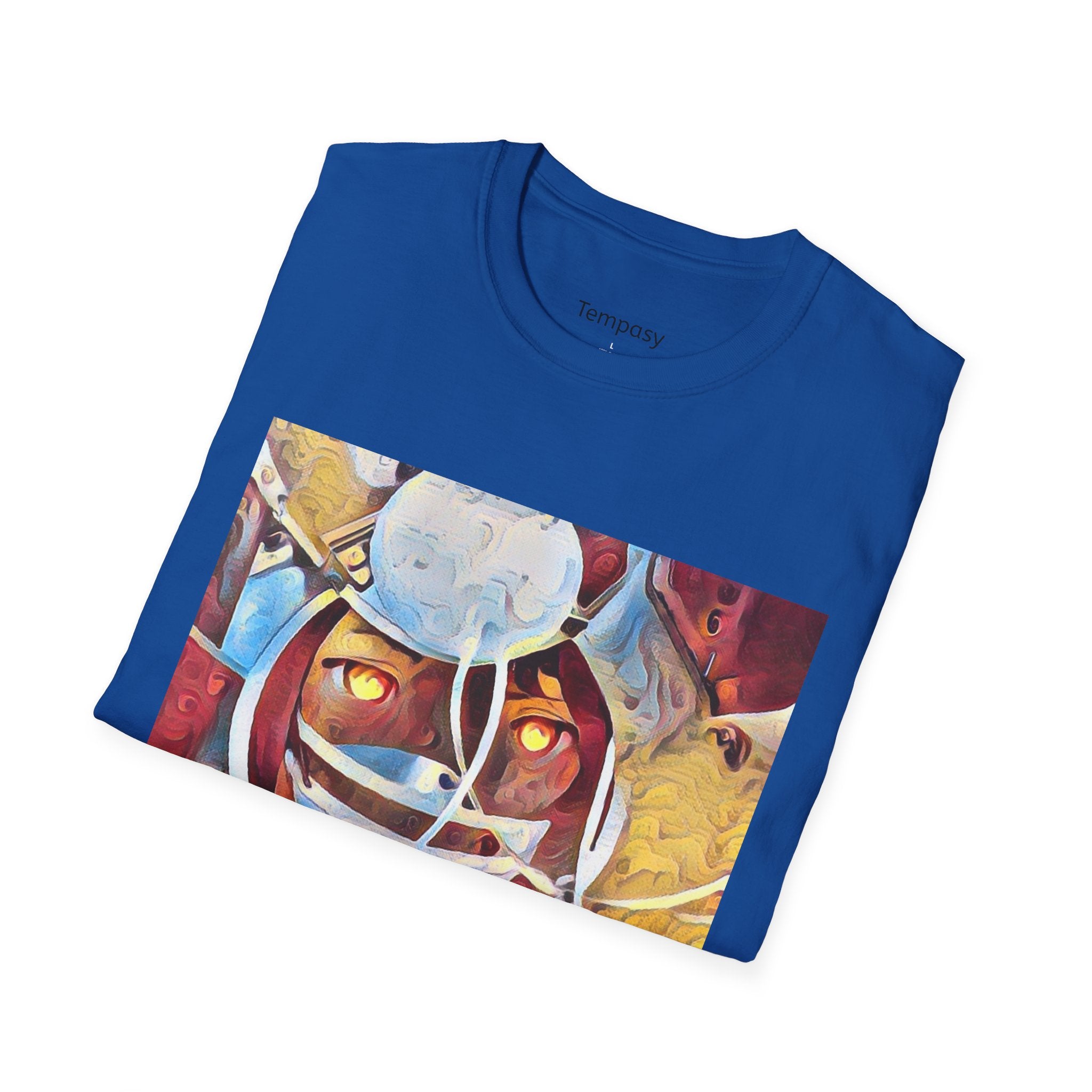 Abstract Surreal Face T-Shirt - Vibrant Futuristic Artwork with Glowing Eyes - Unique Graphic Tee for Men & Women