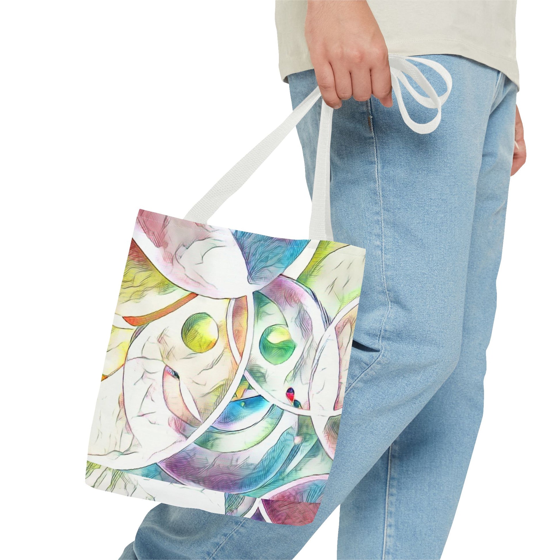 Custom Tote Bag with All-Over Print, Spun Polyester, Multiple Sizes & Handle Colors, Durable & Stylish, Ideal for Everyday