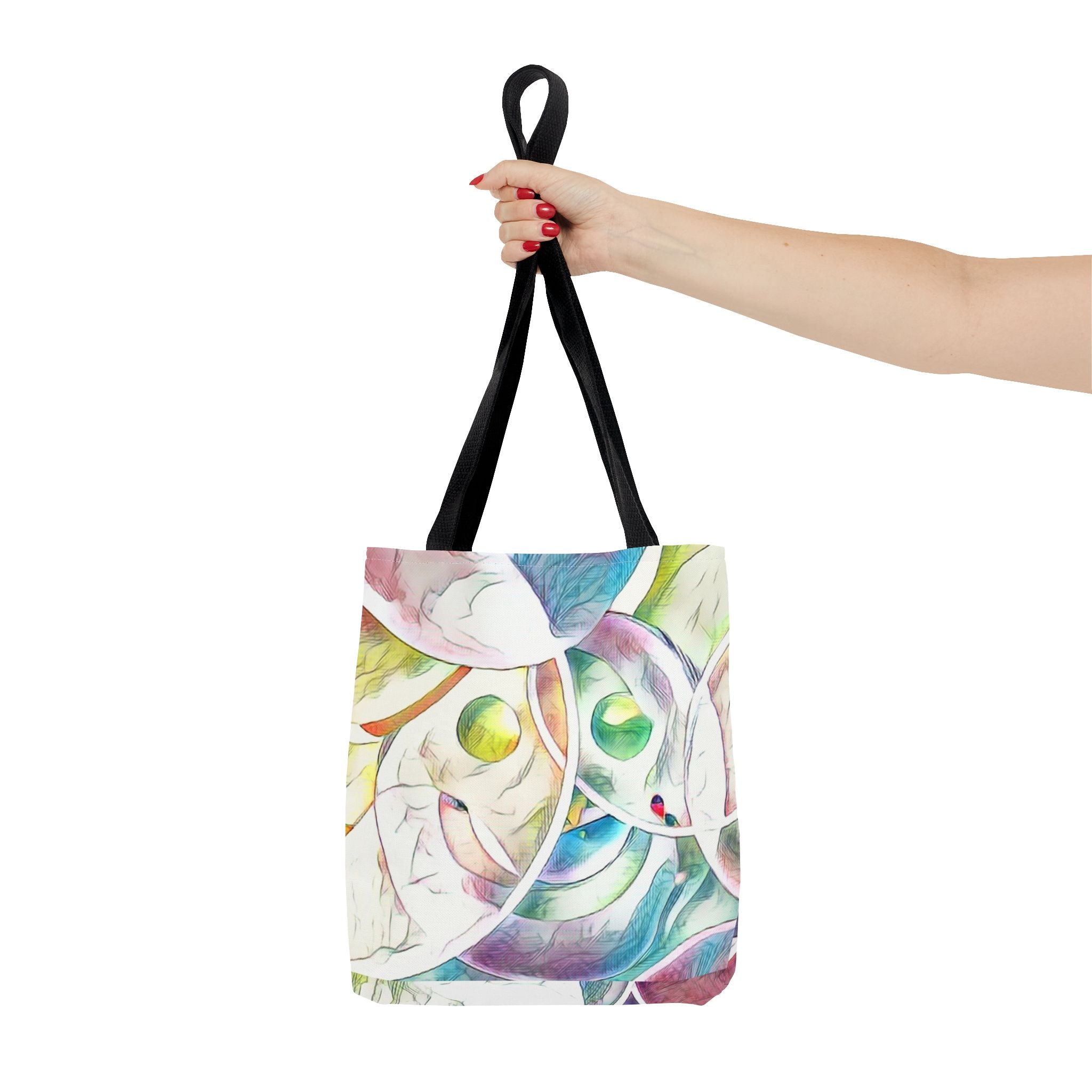 Custom Tote Bag with All-Over Print, Spun Polyester, Multiple Sizes & Handle Colors, Durable & Stylish, Ideal for Everyday