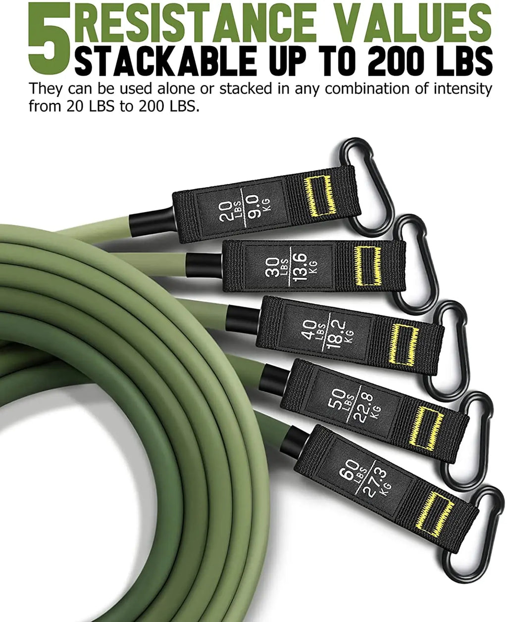 Resistance Band Set: 5-Tube Workout Bands with Accessories