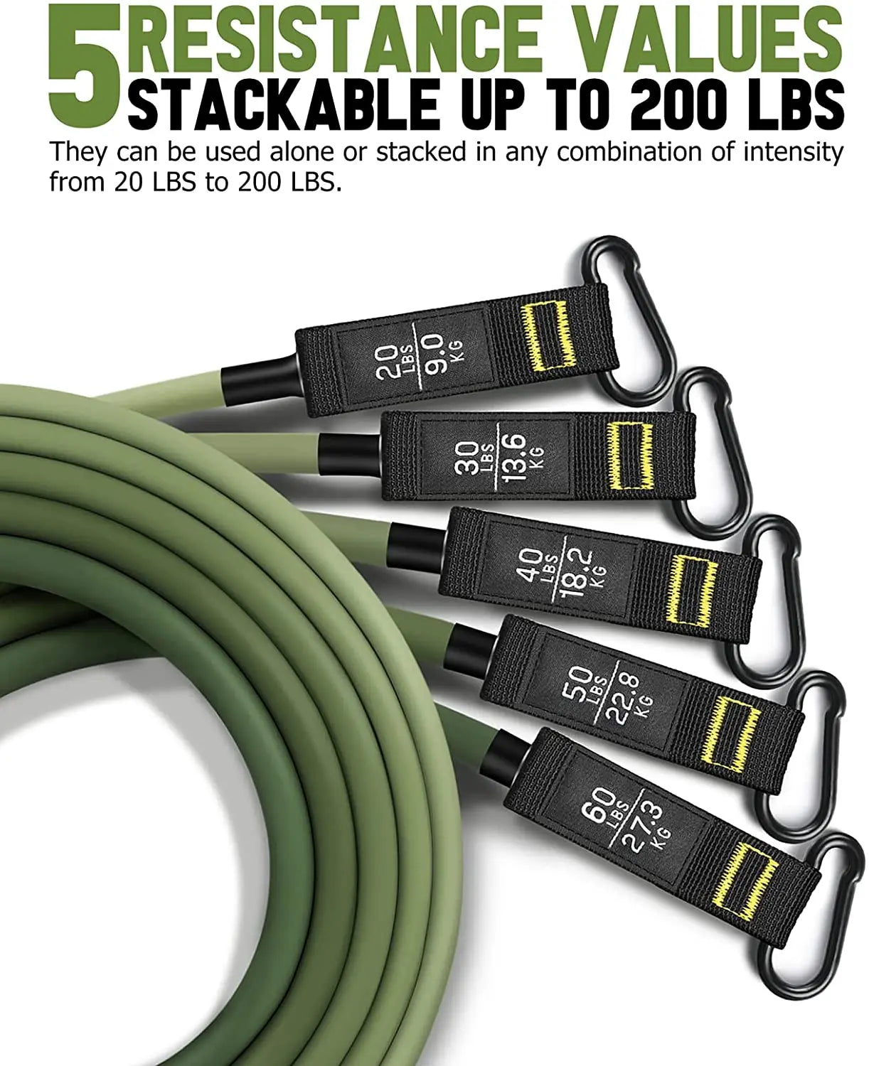 Resistance Band Set: 5-Tube Workout Bands with Accessories
