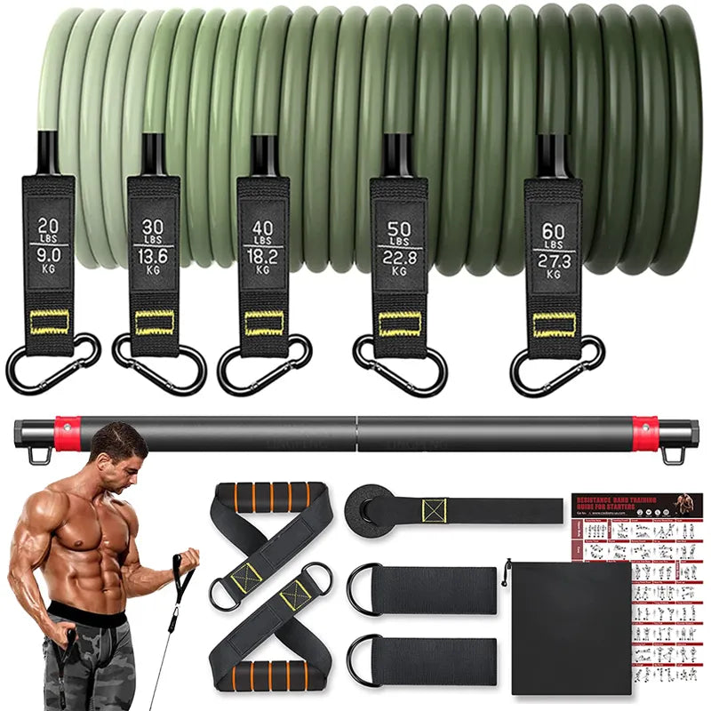 Resistance Band Set: 5-Tube Workout Bands with Accessories