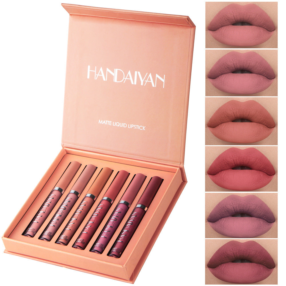 Handaiyan Matte Lip Glaze Liquid Lipstick Mini Tube Lip Gloss Waterproof Non-Stick Cup Lip Gloss Genuine