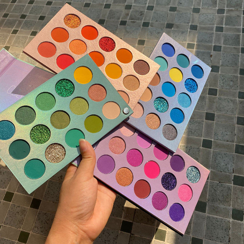 Color Eyeshadow Palette Pearlescent Blue and Green Sequins Europe and America