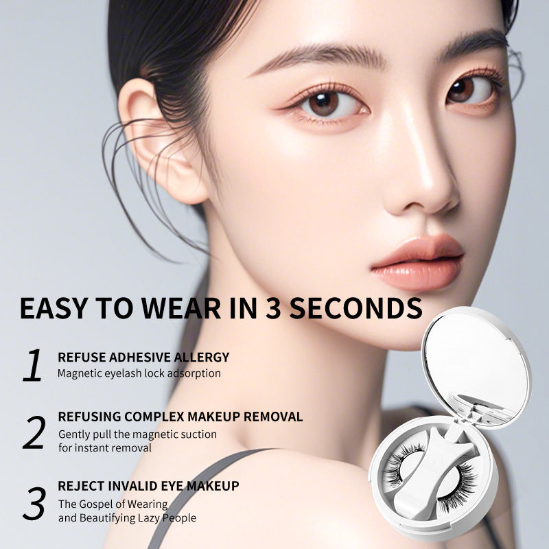 Magnetic False Eyelashes Integrated Storage Box Glue-free Magnet False Eyelashes Natural Makeup Tools with Applicator