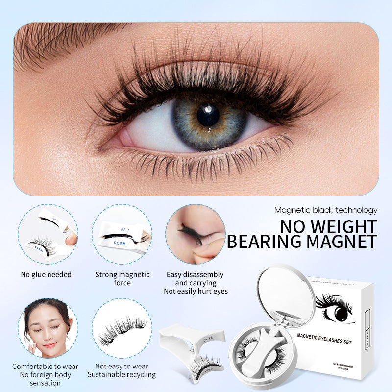 Magnetic False Eyelashes Integrated Storage Box Glue-free Magnet False Eyelashes Natural Makeup Tools with Applicator