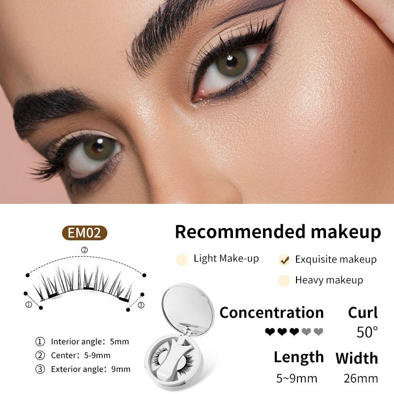 Magnetic False Eyelashes Integrated Storage Box Glue-free Magnet False Eyelashes Natural Makeup Tools with Applicator