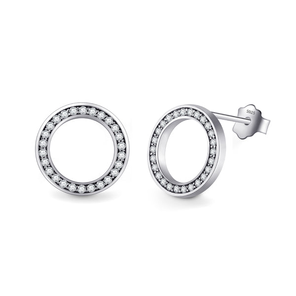 Sarah Silver Earrings Luxury Crystal Zircon Stud Earrings For Women Bridal wedding Jewelry