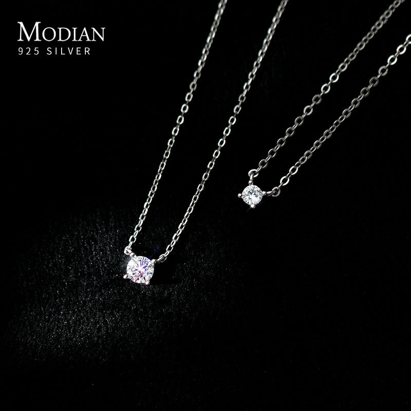 Sterling Silver Geometric Cut Sparkling Zircon Pendant for Women