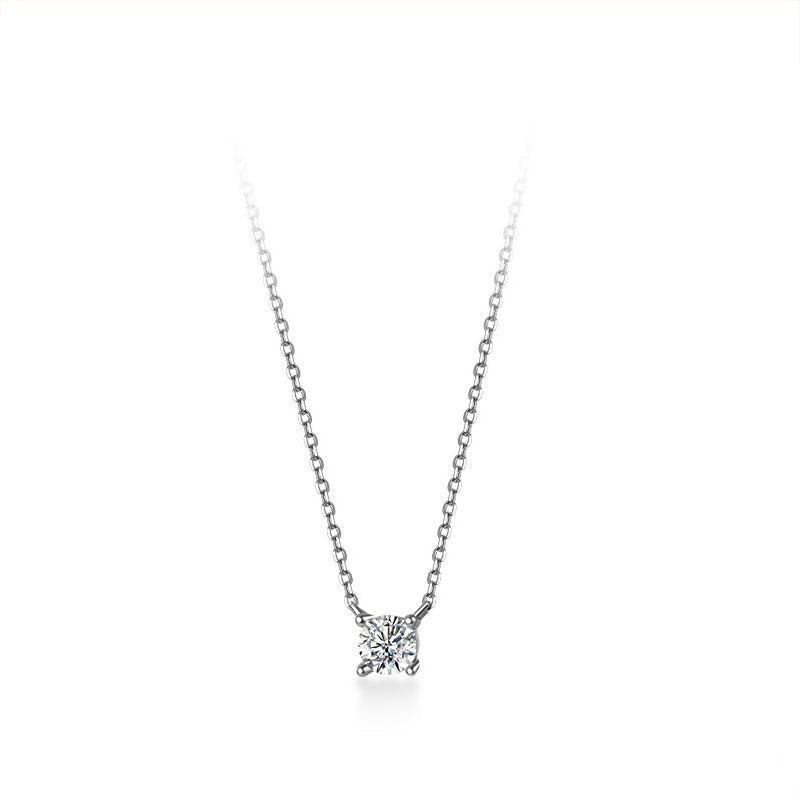 Sterling Silver Geometric Cut Sparkling Zircon Pendant for Women
