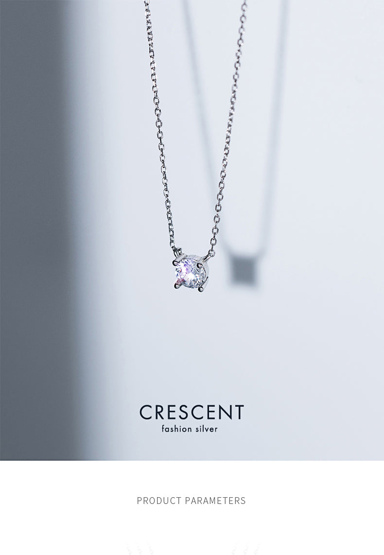 Sterling Silver Geometric Cut Sparkling Zircon Pendant for Women