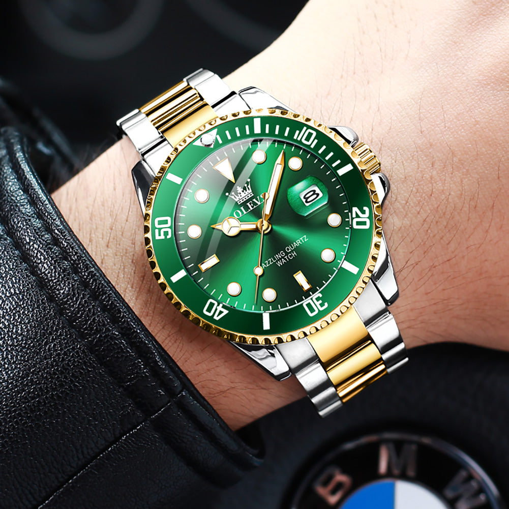 Top Brand Green Luxury Stainless Steel Watches for Men