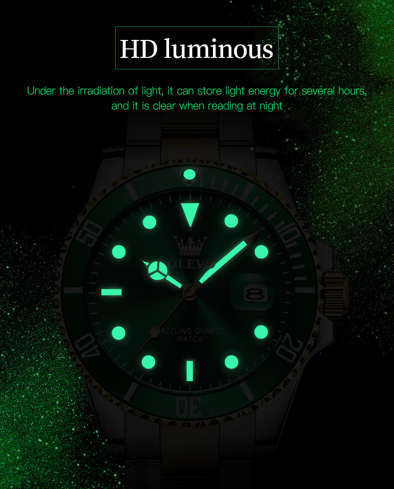 Top Brand Green Luxury Stainless Steel Watches for Men